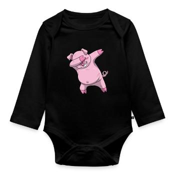 Dabbing pig dab sow shirt enfants victoire poses - Body Bébé bio manches longues - noir - Devant