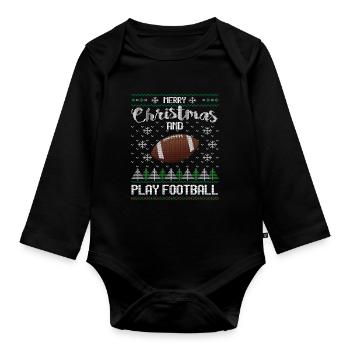 Merry Christmas & American Football Gift - Organic Longsleeve Baby Bodysuit - black - Front