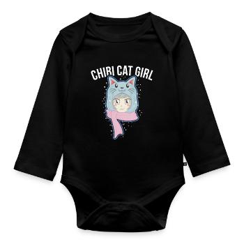 Cadeau Chibi Cats Girl Anime Senpai Baku - Body Bébé bio manches longues - noir - Devant