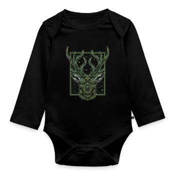 Deer antlers - Organic Longsleeve Baby Bodysuit - black - Front