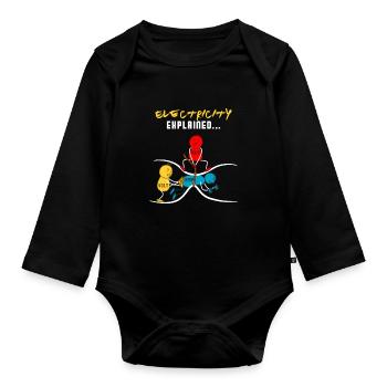 Ohm Volt Ampere Gift Electrician Electricity Funny - Organic Longsleeve Baby Bodysuit - black - Front
