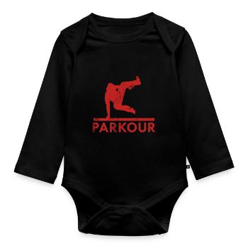 parkour - Body Bébé bio manches longues - noir - Devant