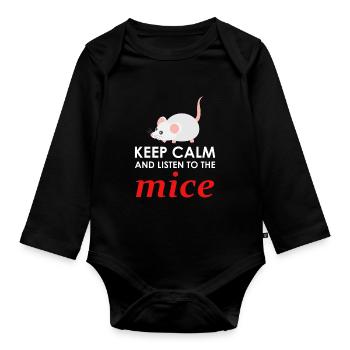 mouse - Organic Longsleeve Baby Bodysuit - black - Front