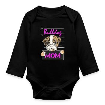 Französische Bulldogge Mutter Hunde Geschenk Hund - Baby Bio-Langarm-Body - Schwarz - Vorne