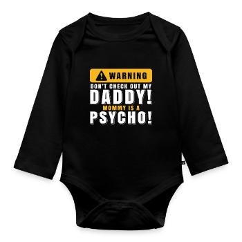Lustiger Baby-Strampler Babykleidung Geschenk - Baby Bio-Langarm-Body - Schwarz - Vorne