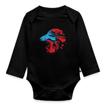Betta Splendens Graffiti Siamesischer Kampffisch - Baby Bio-Langarm-Body - Schwarz - Vorne