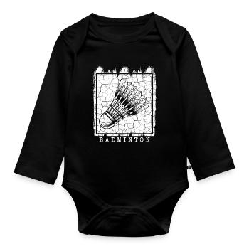 Badminton - Organic Longsleeve Baby Bodysuit - black - Front