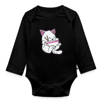 Japan Anime T-Shirt Geschenk Manga Katzen pop - Baby Bio-Langarm-Body - Schwarz - Vorne