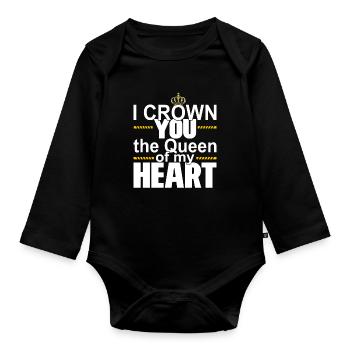 QUEEN OF MY HEART GIFT FOR VALENTINE´S DAY HIM HER - Baby Bio-Langarm-Body - Schwarz - Vorne