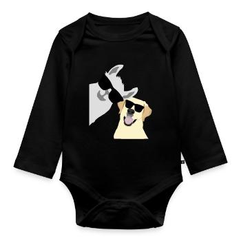 Lama Alpaca Labrador Golden Retriever - Organic Longsleeve Baby Bodysuit - black - Front