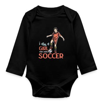 Soccer girl - Body Bébé bio manches longues - noir - Devant