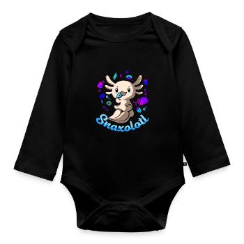 Axolotl Reptile Salamander Aquarium Kawaii Lurch - Baby Bio-Langarm-Body - Schwarz - Vorne
