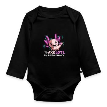 Axolotl Reptile Salamander Aquarium Kawaii Lurch - Baby Bio-Langarm-Body - Schwarz - Vorne