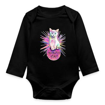 Disco Cat - Body Bébé bio manches longues - noir - Devant