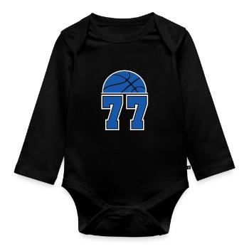 Basketball Streetball Bball Doncic cadeau de chèvre - Body Bébé bio manches longues - noir - Devant