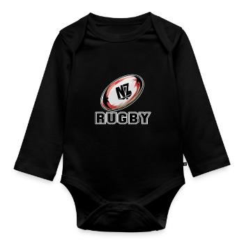 Neuseeland - Baby Bio-Langarm-Body - Schwarz - Vorne
