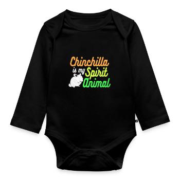 Chinchilla - Organic Longsleeve Baby Bodysuit - black - Front