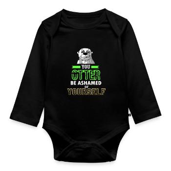 Otter Ferret Marten Water Sea Otter Beaver Sweet - Organic Longsleeve Baby Bodysuit - black - Front