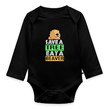 Beaver - Organic Longsleeve Baby Bodysuit - black - Front