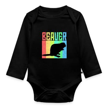Beaver - Organic Longsleeve Baby Bodysuit - black - Front
