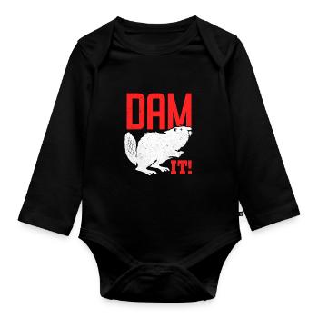 Beaver - Organic Longsleeve Baby Bodysuit - black - Front