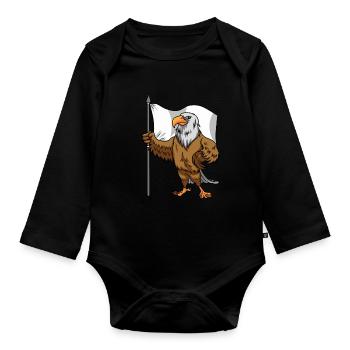 Proud Eagle with Peace Flag Bald Eagle - Organic Longsleeve Baby Bodysuit - black - Front