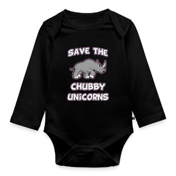Unicorn Parody Dick Rhino Funny Cute Gift - Organic Longsleeve Baby Bodysuit - black - Front
