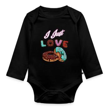 donut - Organic Longsleeve Baby Bodysuit - black - Front
