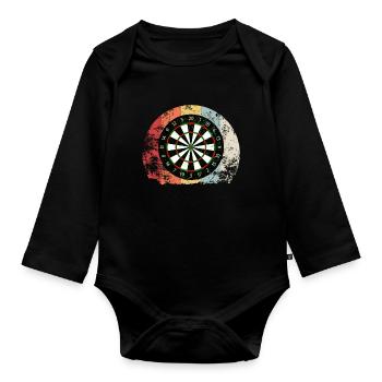 Darts Vintage Dart Sport Pfeil Geschenk - Baby Bio-Langarm-Body - Schwarz - Vorne