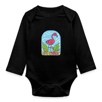 Let's Flamingle TShirt Flamingo pink pink gift - Organic Longsleeve Baby Bodysuit - black - Front