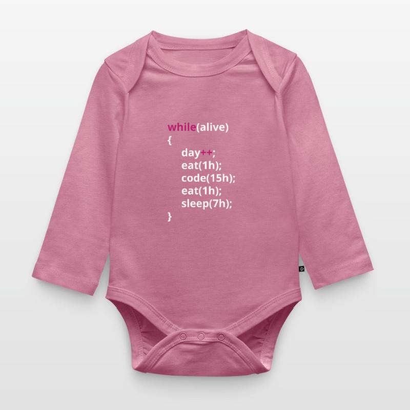 Programmers eat code sleeping funny PHP Organic Longsleeve Baby Bodysuit