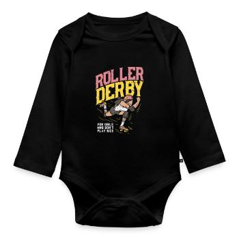 Roller derby t-shirt de sport femmes lutte contre la force - Body Bébé bio manches longues - noir - Devant