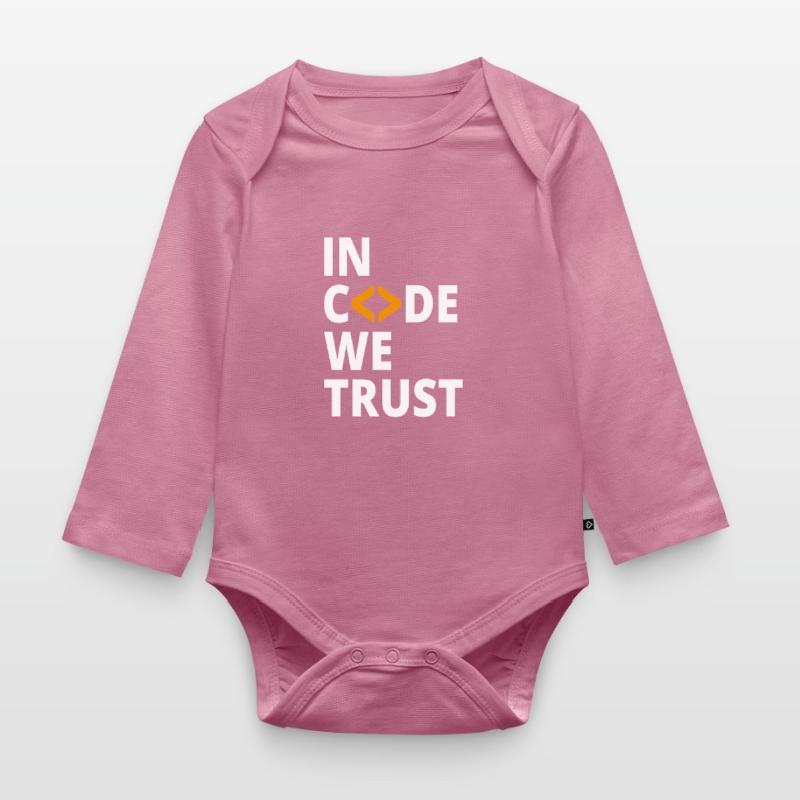 In code we trust programmer Geek Coding Nerd Organic Longsleeve Baby Bodysuit