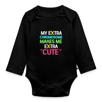 Down Syndrom - Baby Bio-Langarm-Body - Schwarz - Vorne