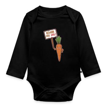 Vegans are Evil - Baby Bio-Langarm-Body - Schwarz - Vorne