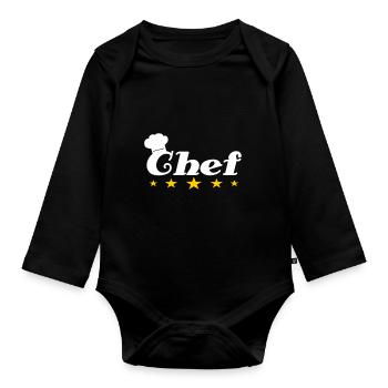 chef - Organic Longsleeve Baby Bodysuit - black - Front