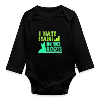 Skiing Skiing Skiing Skiing Skiing - Organic Longsleeve Baby Bodysuit - black - Front