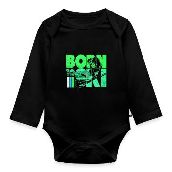 Skiing Skiing Skiing Skiing Skiing - Organic Longsleeve Baby Bodysuit - black - Front