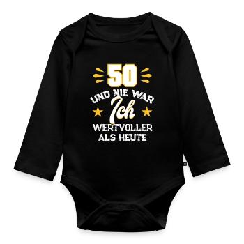 50th birthday award Gift for the 50th birthday - Organic Longsleeve Baby Bodysuit - black - Front