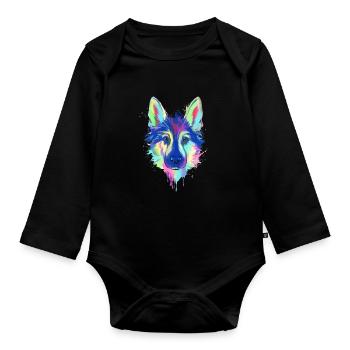 German Shepherd Gift - Organic Longsleeve Baby Bodysuit - black - Front