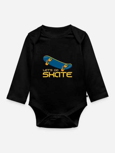 Skateboarder - Baby Bio-Langarm-Body - Schwarz