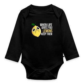 Zitrone Spruch - Baby Bio-Langarm-Body - Schwarz - Vorne