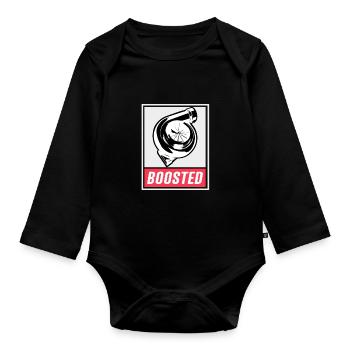 BOOSTED Turbocharger Boost Pressure Turbo Engine Gift - Organic Longsleeve Baby Bodysuit - black - Front