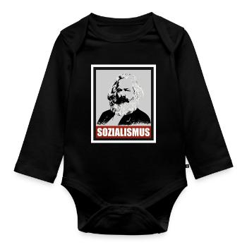 Marx, Sozialismus, Antikapitalismus, Revolution - Baby Bio-Langarm-Body - Schwarz - Vorne