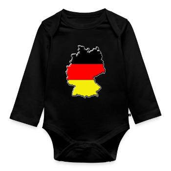 Germany flag map - Organic Longsleeve Baby Bodysuit - black - Front