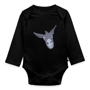 Âne Mule Muli Cadeau Têtu Et Têtu - Body Bébé bio manches longues - noir - Devant