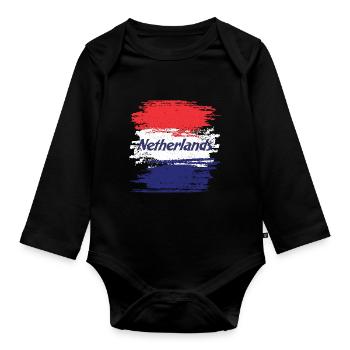 Pays-Bas Hollande tulipes Amsterdam cadeau - Body Bébé bio manches longues - noir - Devant