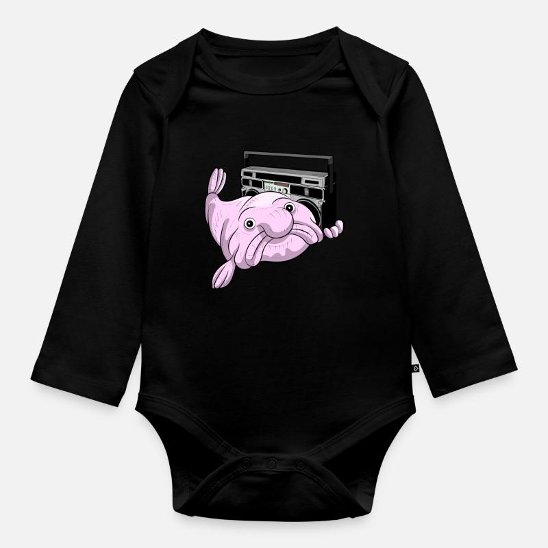 BLOBFISH GHETTOBLASTER COOL ATTITUDE DEEP SEA DUDE - Baby Bio-Langarm-Body - Schwarz