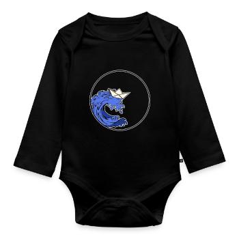 Bateau Origami - Bateau Origami - Body Bébé bio manches longues - noir - Devant