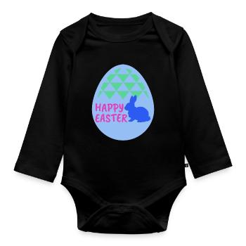 Happy easter - Happy Easter - Organic Longsleeve Baby Bodysuit - black - Front
